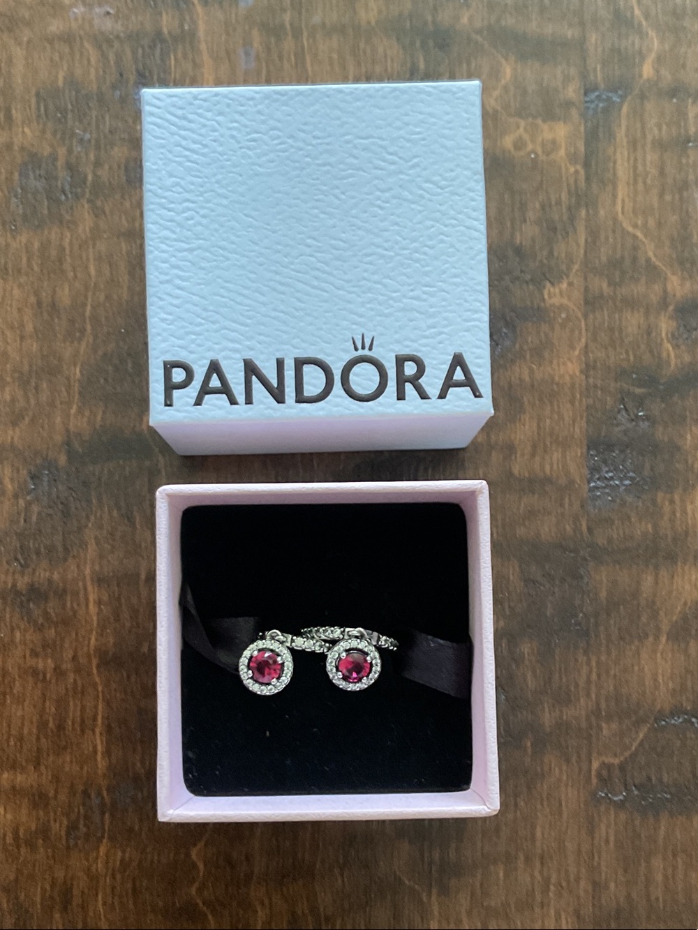 Pandora Sterling Silver Pink Halo Dangle Hoop Earrings S925 ALE with Box